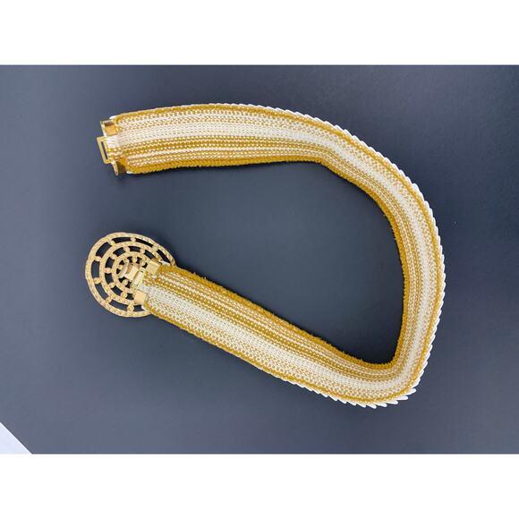 Vintage Metal Gold Tone Snake Scale Style Stretch Belt - Picture 4 of 4